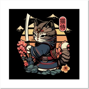 Samurai Cat Tattoo, Kawaii Ninja Cat Posters and Art